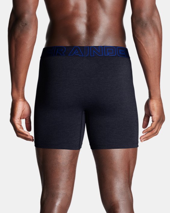 Men's UA Performance Cotton 6" 3-Pack Boxerjock® in Blue image number 1